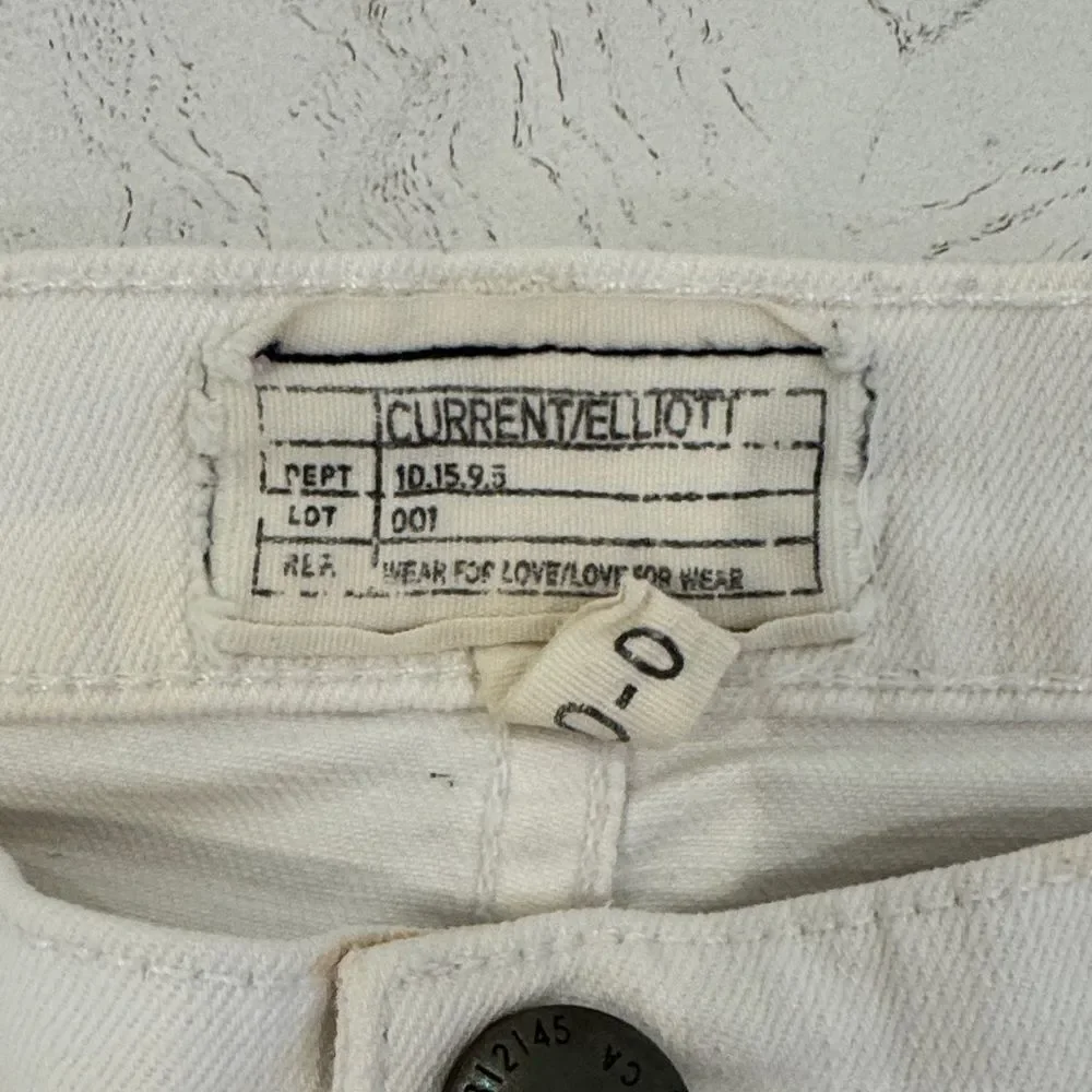 Current Elliott White Denim Frayed Hem Jean Shorts 30